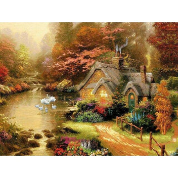 Diamond Paintings - A Beautiful House With Swans