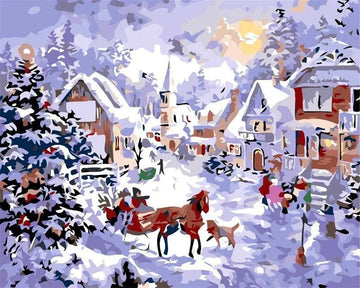 Paint by Numbers Kit - A Christmas Evening Outside