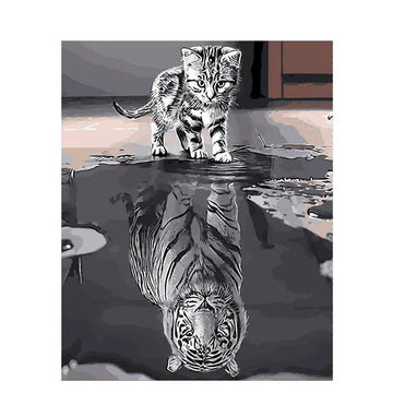 Paint by Numbers Kit - A Lion And Its Reflection
