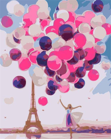 Paint by Numbers Kit - Balloons and Eiffel Tower