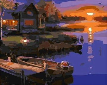 Paint by Numbers Kit - Beautiful Evening River and House