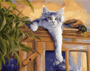 Paint by Numbers Kit - Cat and Duck perched