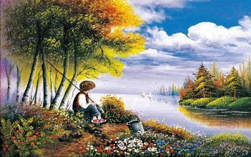 Paint by Numbers Kit - Child fishing