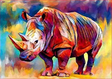 Paint by Numbers Kit - Colorful Rhino