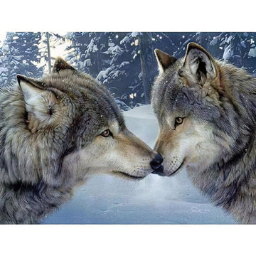 Diamond Paintings - Couple De Loups Amoureux