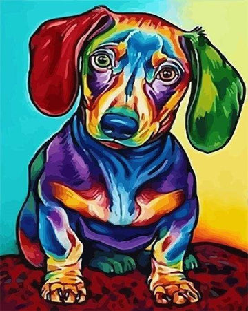 Paint by Numbers Kit - Dog Color Red and Green Ears