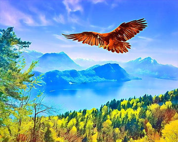 Paint by Numbers Kit - Eagle and landscape in Switzerland