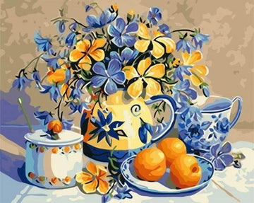 Paint by Numbers Kit - Flowers and Orange