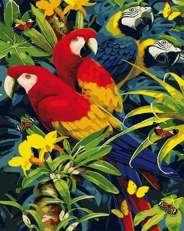 Paint by Numbers Kit - Four Parrots
