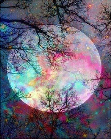 Paint by Numbers Kit - Full Moon with colorful reflections