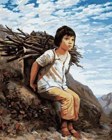 Paint by Numbers Kit - Girl collecting Firewood