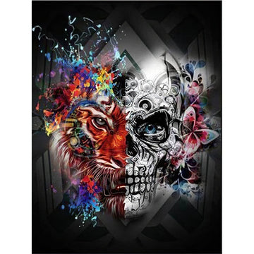 Diamond Paintings - Half Tiger Half Humain Skull