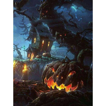 Diamond Paintings - Halloween Tree And House