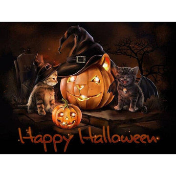 Diamond Paintings - Happy Halloween Cats