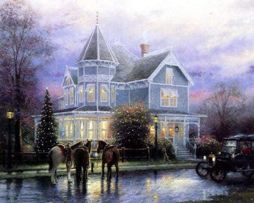 Paint by Numbers Kit - Horses in front of the House