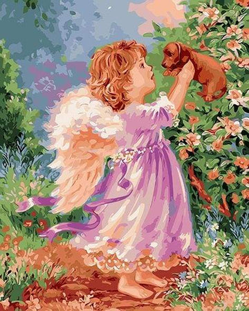 Paint by Numbers Kit - Little Angel and Puppy