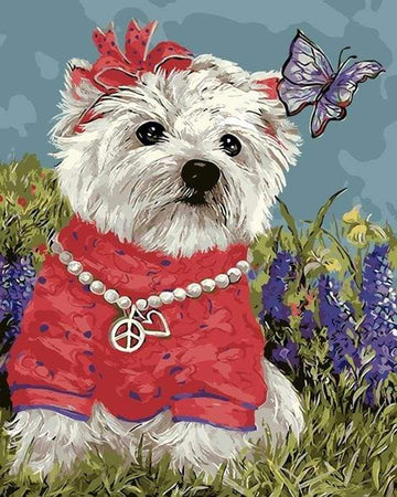 Paint by Numbers Kit - Little Dog and Butterfly