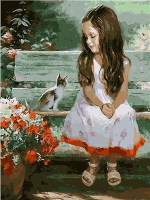 Paint by Numbers Kit - Little Girl and Cat