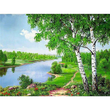 Diamond Paintings - Lonely Road Along The River