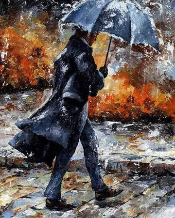 Paint by Numbers Kit - Man walking in the Rain