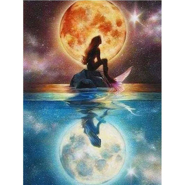 Diamond Paintings - Mermaid Watching Beautiful Moon