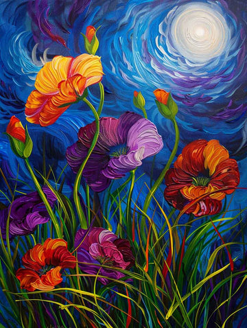Paint by Numbers Kit - Moonlit Garden Flowers
