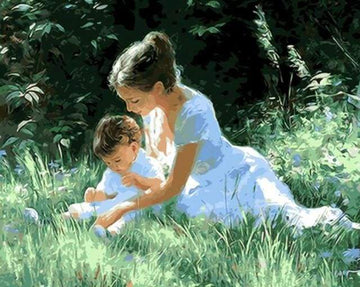 Paint by Numbers Kit - Mother with Child in the Grass