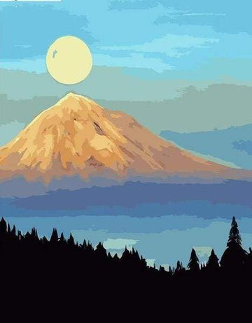 Paint by Numbers Kit - Mountain and Full Moon
