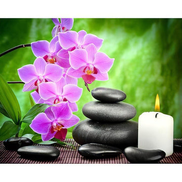 Diamond Paintings - Orchidee Flower And Cailloux Zen