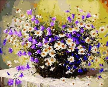 Paint by Numbers Kit - Purple flowers and Marguerites