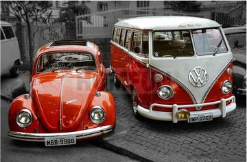Diamond Paintings - Red Car And Bus