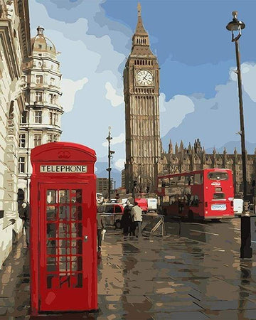 Paint by Numbers Kit - Red telephone box in London