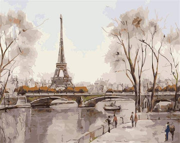 Paint by Numbers Kit - River and Eiffel Tower