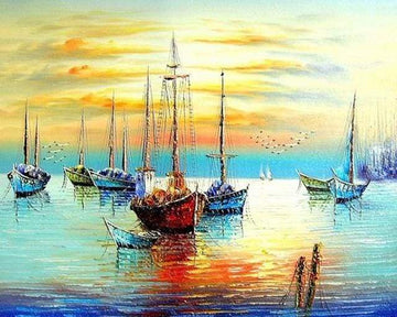 Paint by Numbers Kit - Sailboats at the Port