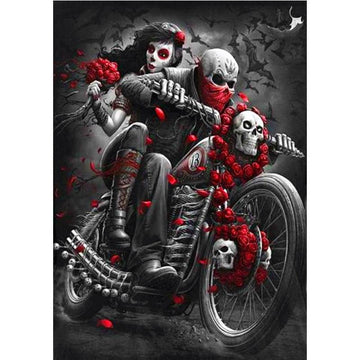 Diamond Paintings - Skull Riding Bike