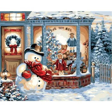 Paint by Numbers Kit - Snowman In Front Of House