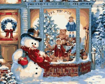 Paint by Numbers Kit - Snowman and Store