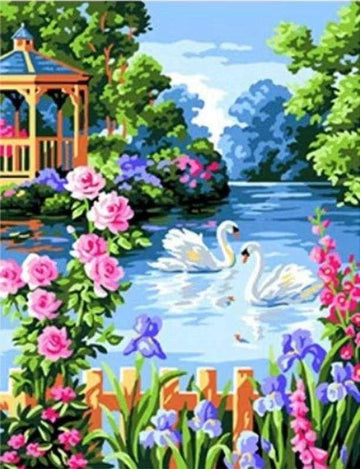Paint by Numbers Kit - Swan Lake on a Sunny Day