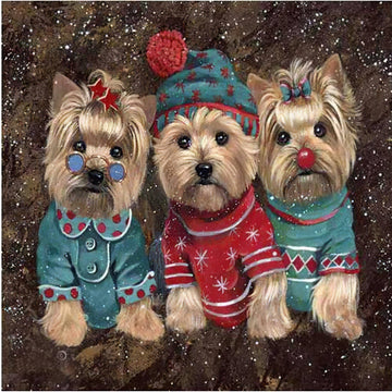 Diamond Paintings - Three Puppies In Winter