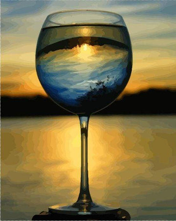 Paint by Numbers Kit - Wine Glass and Nice View