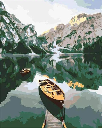 Paint by Numbers Kit - A Boat and Hills