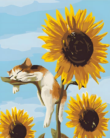 Paint by Numbers Kit - A Cat On A Sunflower
