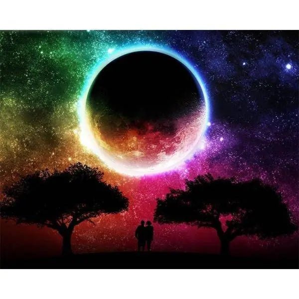 Paint by Numbers Kit - A Couple In Front Of The Moon Multi Colors