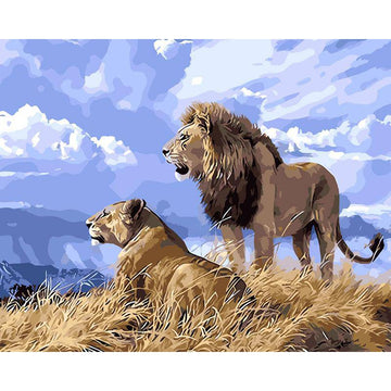 Paint by Numbers Kit - A Lion And His Lioness