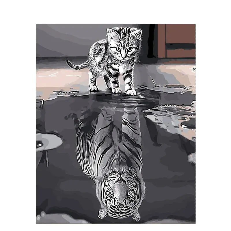 Paint by Numbers Kit - A Lion And Its Reflection