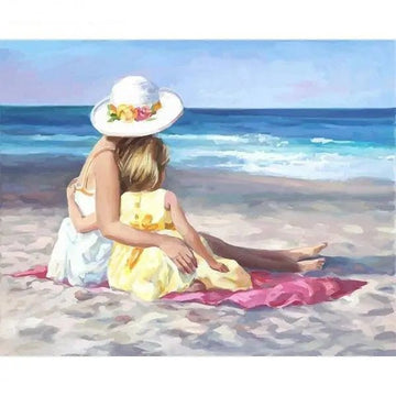 Paint by Numbers Kit - A Mother And Daughter On A Beach
