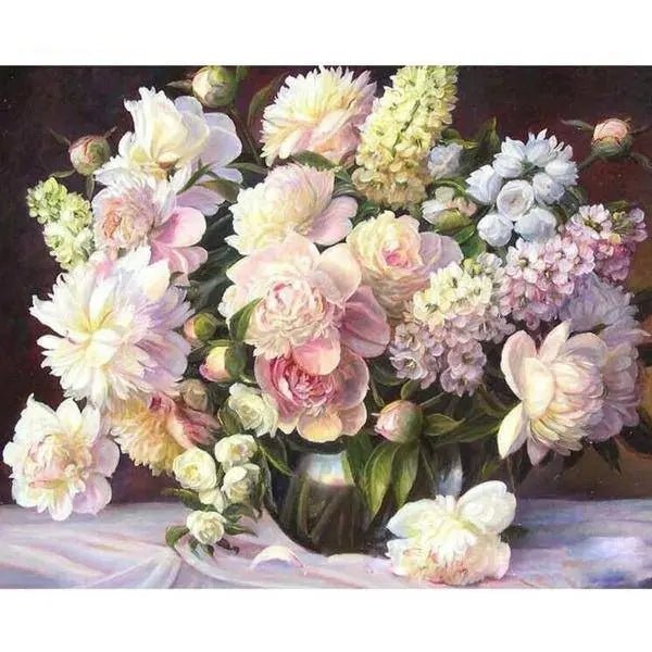 Paint by Numbers Kit - A Pink And White Flower Bouquet