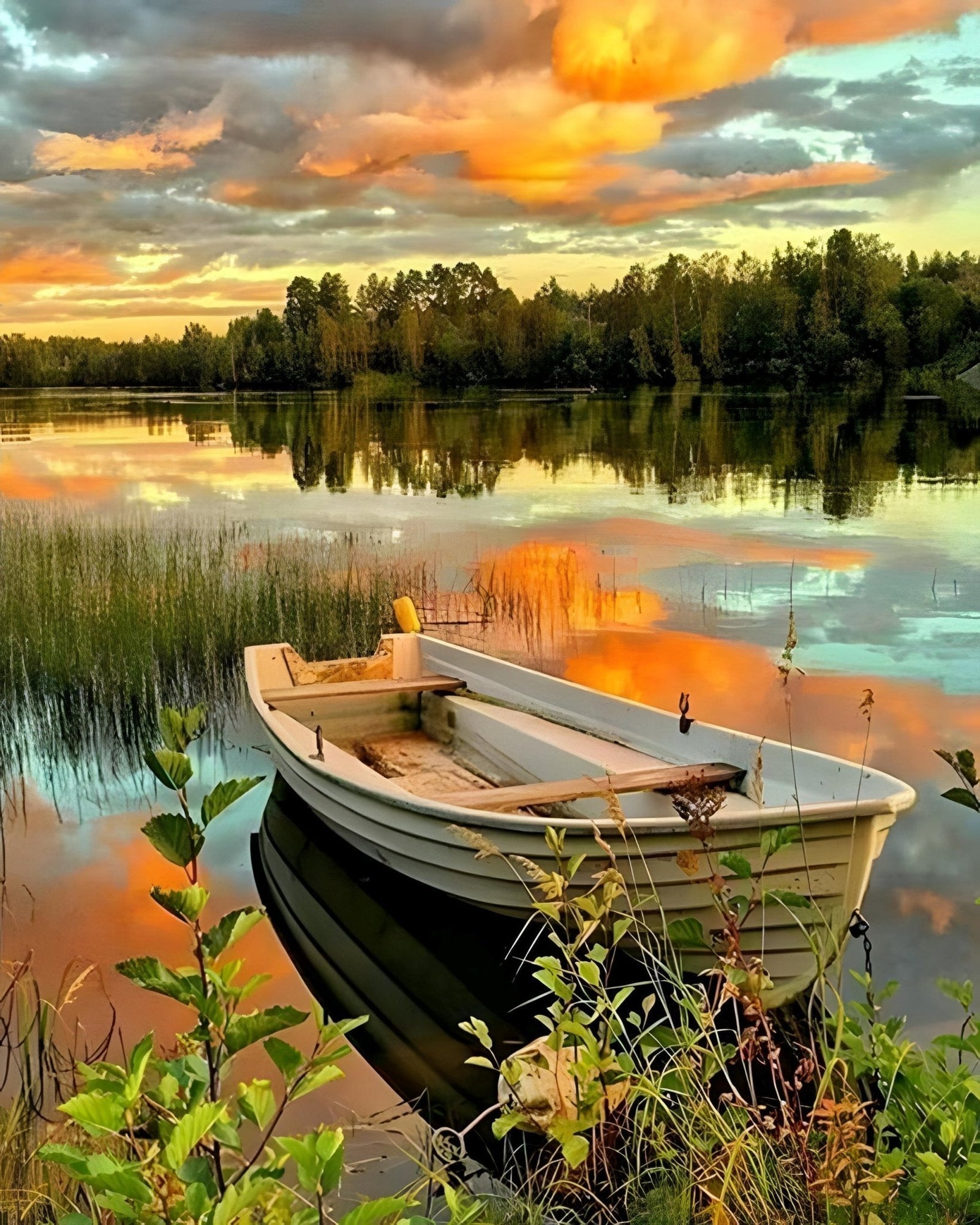 Paint by Numbers Kit - A Row In A Lake At Sunset