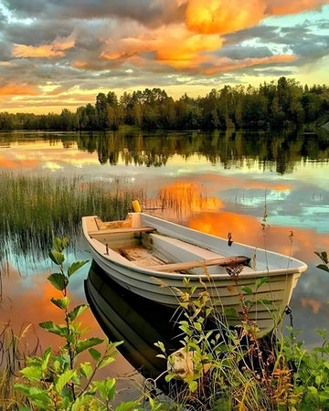 Paint by Numbers Kit - A Row In A Lake At Sunset