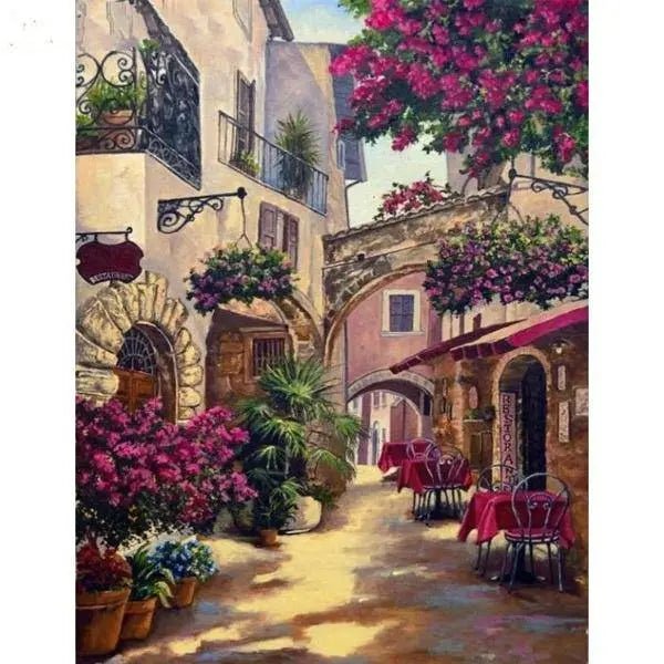 Paint by Numbers Kit - A Street With A Restaurant